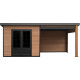 Gartenhaus aus WPC mit Pultdach und Aluminiumgestell Altholzoptik 7,8m² + 7,8m² Terrasse - Woodlife Garden