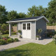 Gartenhaus aus WPC mit Terrasse 28mm hellgrau 15m² PREMIUM - Woodlife Garden