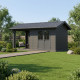Gartenhaus + Terrasse aus WPC 28mm in Dunkelgrau und Anthrazit 15m² PREMIUM - Woodlife Garden