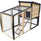 Kaninchenstall aus FSC-zertifiziertem, thermobehandeltem Holz mit warmer Innenverkleidung 153x64,5x103,5cm - Shelty Pet
