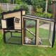 Kaninchenstall aus FSC-zertifiziertem, thermobehandeltem Holz mit warmer Innenverkleidung 153x64,5x103,5cm - Shelty Pet