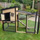 Kaninchenstall aus FSC-zertifiziertem, thermobehandeltem Holz mit warmer Innenverkleidung 153x64,5x103,5cm - Shelty Pet