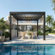 Pavillon mit Lamellendach aus Aluminium freistehend DELUXE mit doppelten Lamellen in Graphitschwarz 4x4m Fernsteuerung X-METAL