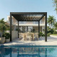Pavillon mit Lamellendach aus Aluminium freistehend DELUXE mit doppelten Lamellen in Graphitschwarz 4x4m Fernsteuerung X-METAL
