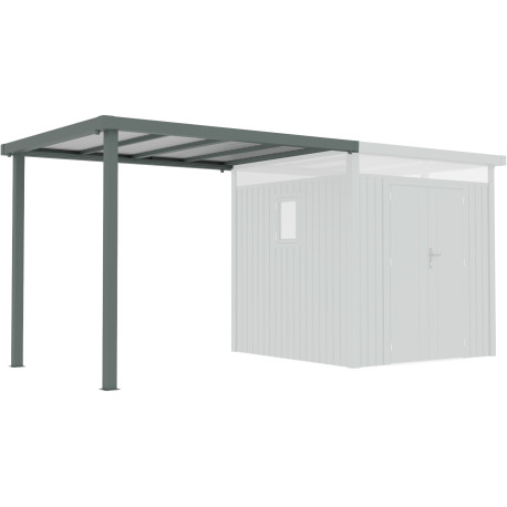 Schleppdach 275x230cm aus verzinktem Stahl in Salbeigrün für Gartenhaus Kosto 5,29m² oder 6,76m² - X-METAL