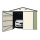Garage aus Metall mit Doppeltor, Blassgrün und Creme 18m² + Verankerungskit X-METAL