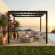 Pavillon mit Lamellendach aus Aluminium in Anthrazit 3x3m H.250cm - X-METAL
