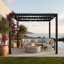 Pavillon mit Lamellendach aus Aluminium in Anthrazit 3x3m H.250cm - X-METAL