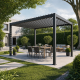 Pavillon mit Lamellendach NEWSTEEL aus verzinktem Stahl in Anthrazit 3x4m H.250cm - X-METAL