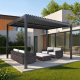 Pavillon mit Lamellendach aus Aluminium in Anthrazit 4x3m H.250cm - X-METAL