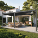Pavillon mit Lamellendach NEWSTEEL aus verzinktem Stahl in Anthrazit 3x5,8m H.250cm - X-METAL
