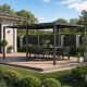 Pavillon mit Lamellendach aus Aluminium in Anthrazit 5,8x3m H.250cm - X-METAL