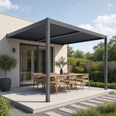 Anlehn-Pavillon aus Aluminium in Anthrazit 3x3m H250cm - X-METAL