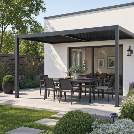 Anlehn-Pavillon aus Aluminium in Anthrazit 4x3m H.250cm - X-METAL