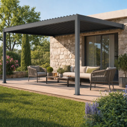 Elektrischer Anlehn-Pavillon aus Aluminium in Anthrazit 4x3m - X-METAL