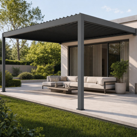 Elektrischer Anlehn-Pavillon aus Aluminium in Anthrazit 4x4m - X-METAL