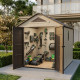 Gartenhaus Sunlife aus HDPE 7,8m² cremefarben und braun + Fußboden - JOBU