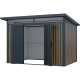 Gartenhaus aus verzinktem Stahl 0,4mm Woodsteel 6,6m² mit Pultdach + Verankerungskit - X-METAL
