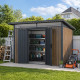 Gartenhaus aus verzinktem Stahl 0,4mm Woodsteel 6,6m² mit Pultdach + Verankerungskit - X-METAL