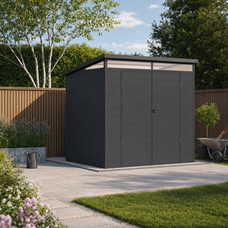 Gartenhaus aus Kunststoff 4,10m² anthrazit mit Pultdach Skylight + Fußboden - Jobu