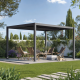 Pavillon mit Lamellendach aus Aluminium FIRST freistehend 3x4m in Graphitschwarz - X-METAL