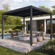Pavillon mit Lamellendach aus Aluminium freistehend + motorisiert in Graphitschwarz 3x3m - mit Fernbedienung - X-METAL
