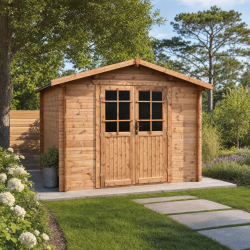 Gartenhaus aus Massivholz 9m² TOP 28mm kesseldruckimprägniert in Braun - Gardy Shelter