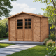 Gartenhaus aus Massivholz 9m² TOP 28mm kesseldruckimprägniert in Braun - Gardy Shelter