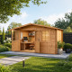 Gartenhaus aus Massivholz 12m² TOP 28mm kesseldruckimprägniert in Braun - Gardy Shelter