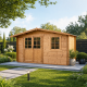 Gartenhaus aus Massivholz 12m² TOP 28mm kesseldruckimprägniert in Braun - Gardy Shelter - mit Fenster