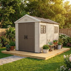 Gartenhaus SunLife HDPE 7,17m² beige + Boden - Jôbu