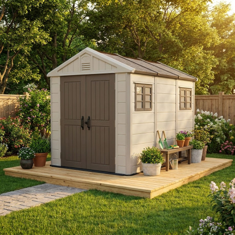Gartenhaus SunLife HDPE 7,17m² beige + Boden - Jôbu