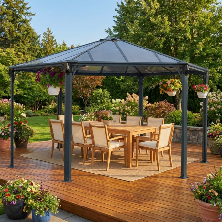 Pavillon Monaco aus Aluminium und Polycarbonat 450x390cm - CANOPIA by Palram