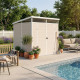 Gartenhaus aus Kunststoff 4,10m² beige mit Pultdach Skylight + Fußboden - Jobu