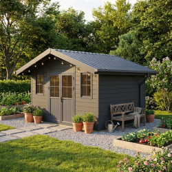 Gartenhaus aus WPC 28mm dunkelgrau und anthrazit 10,71m² PREMIUM - Woodlife Garden