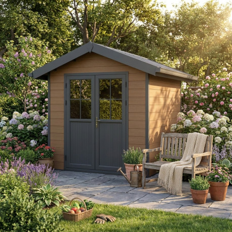 Gartenhaus aus WPC 28mm, braun, 234x204cm PREMIUM - Woodlife Garden