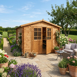 Gartenhaus aus Massivholz 6m² TOP 28mm kesseldruckimprägniert in Braun - Gardy Shelter