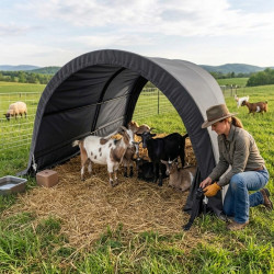 Zerlegbar Tier- und Lagerunterstand 3x2,6m - 7,8m² aus Stahl und Polyethylen in Anthrazit - Jôbu
