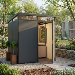 Modulares Gartenhaus isoliert 2x2m anthrazit mit schwarzen Profilen - inkl. Fußboden - Everbox