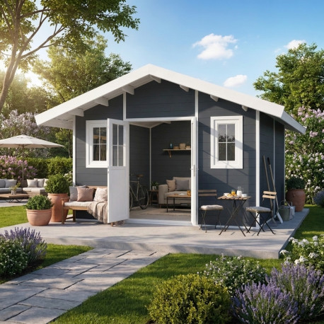 Gartenhaus aus WPC 28 mm, anthrazit, 384x279cm PREMIUM - Woodlife Garden