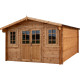 Gartenhaus aus Massivholz 16m² TOP 44mm kesseldruckimprägniert in Braun - Gardy Shelter