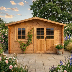 Gartenhaus aus Massivholz 12m² TOP 44mm kesseldruckimprägniert in Braun - Gardy Shelter