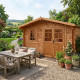 Gartenhaus aus Massivholz 12m² TOP 44mm kesseldruckimprägniert in Braun - Gardy Shelter
