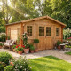 Gartenhaus aus Massivholz 16m² TOP 44mm kesseldruckimprägniert in Braun - Gardy Shelter