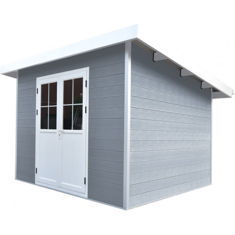 Gartenhaus aus WPC 28 mm, hellgrau, 213x207cm PREMIUM Pultdach - Woodlife Garden